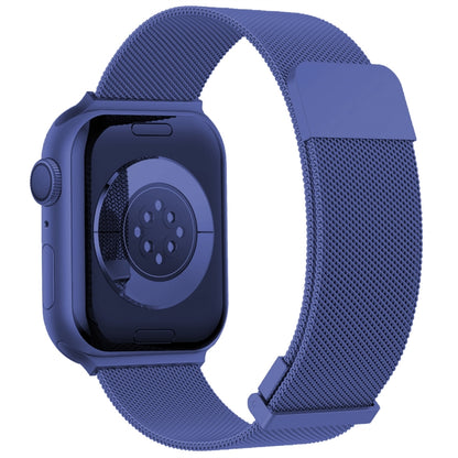 For Apple Watch 4 44mm Milan Double Magnetic Steel Mesh Watch Band(Blue) by buy2fix
