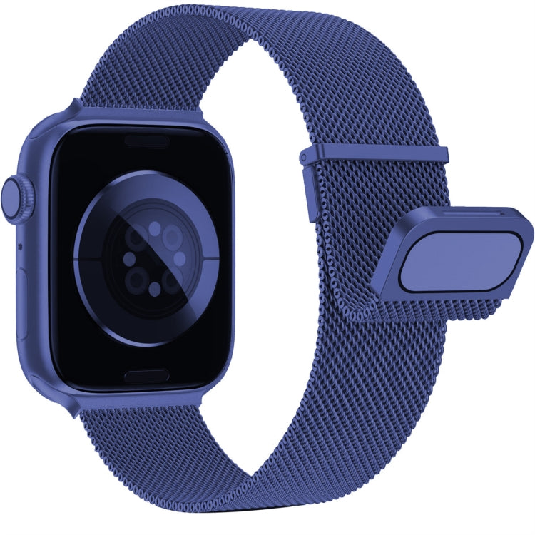 For Apple Watch 3 38mm Milan Double Magnetic Steel Mesh Watch Band(Blue) - Watch Bands by buy2fix | Online Shopping UK | buy2fix