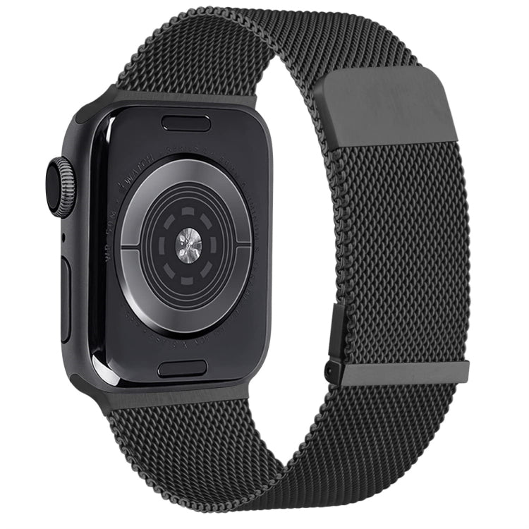 For Apple Watch 2 38mm Milan Double Magnetic Steel Mesh Watch Band(Black) - Watch Bands by buy2fix | Online Shopping UK | buy2fix