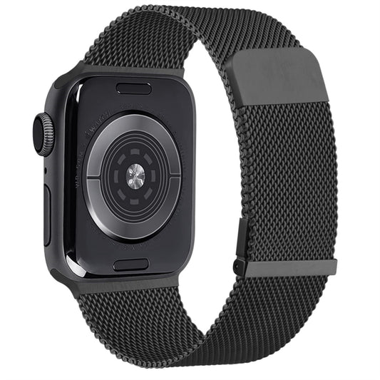 For Apple Watch 42mm Milan Double Magnetic Steel Mesh Watch Band(Black) by buy2fix