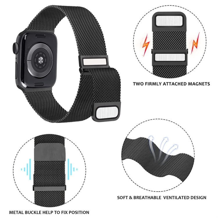 For Apple Watch 7 41mm Milan Double Magnetic Steel Mesh Watch Band(Gray) by buy2fix