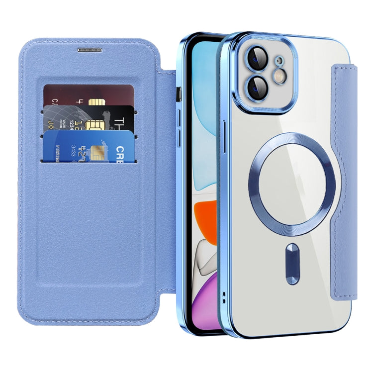 For iPhone 16 Pro Shield Magsafe RFID Anti-theft Rhombus Leather Phone Case(Blue) - iPhone 16 Pro Cases by buy2fix | Online Shopping UK | buy2fix