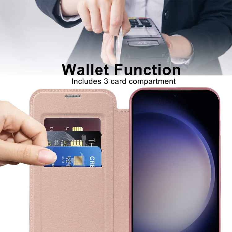 For Samsung Galaxy S25 5G Shield MagSafe RFID Anti-theft Rhombus Leather Phone Case(Pink) by buy2fix