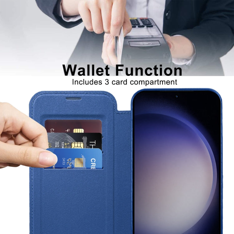 For Samsung Galaxy S25+ 5G Shield MagSafe RFID Anti-theft Rhombus Leather Phone Case(Dark Blue) by buy2fix