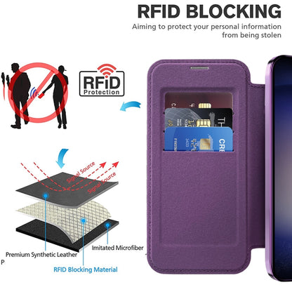 For Samsung Galaxy S25+ 5G Shield MagSafe RFID Anti-theft Rhombus Leather Phone Case(Purple) by buy2fix