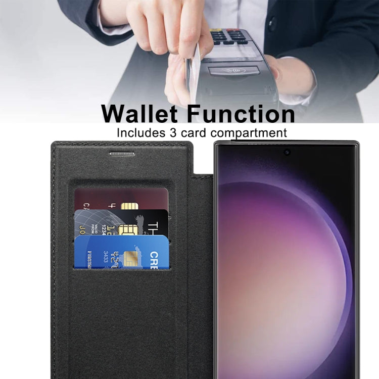 For Samsung Galaxy S25 Ultra 5G Shield MagSafe RFID Anti-theft Rhombus Leather Phone Case(Black) by buy2fix