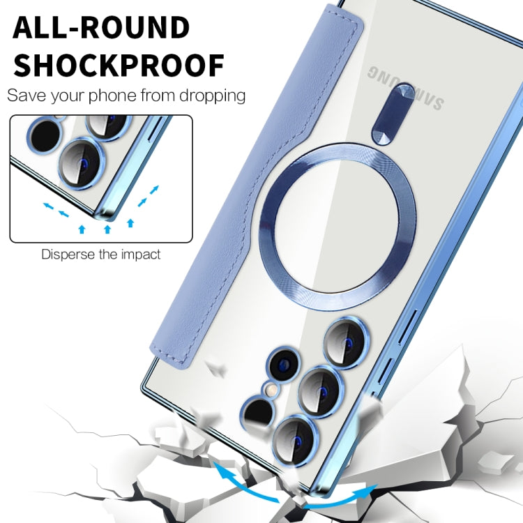 For Samsung Galaxy S25 Ultra 5G Shield MagSafe RFID Anti-theft Rhombus Leather Phone Case(Blue) by buy2fix