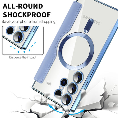 For Samsung Galaxy S25 Ultra 5G Shield MagSafe RFID Anti-theft Rhombus Leather Phone Case(Blue) by buy2fix