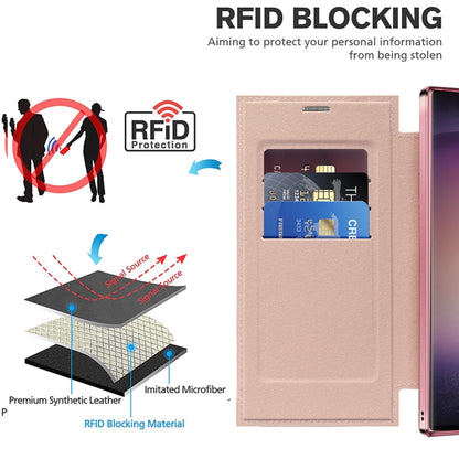 For Samsung Galaxy S25 Ultra 5G Shield MagSafe RFID Anti-theft Rhombus Leather Phone Case(Pink) by buy2fix