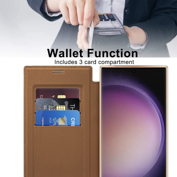 For Samsung Galaxy S25 Ultra 5G Shield MagSafe RFID Anti-theft Rhombus Leather Phone Case(Brown) by buy2fix
