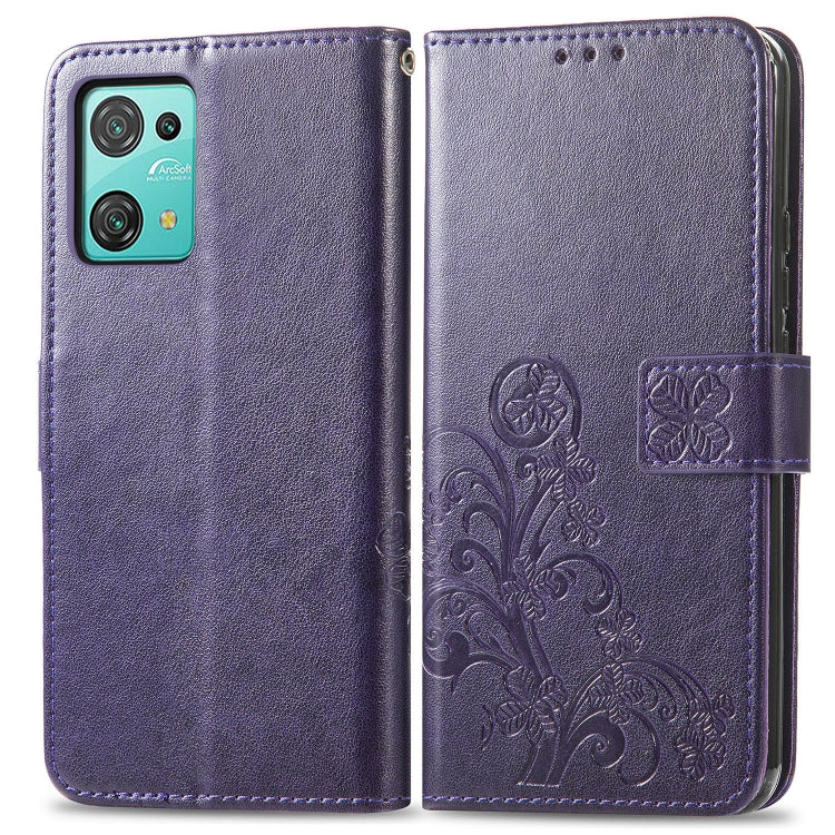 For Blackview Oscal C30 Pro Four-leaf Clasp Embossed Buckle Leather Phone Case(Purple) - More Brand by buy2fix | Online Shopping UK | buy2fix