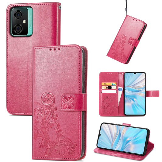 For Blackview Oscal C70 Four-leaf Clasp Embossed Buckle Leather Phone Case(Magenta) - More Brand by buy2fix | Online Shopping UK | buy2fix