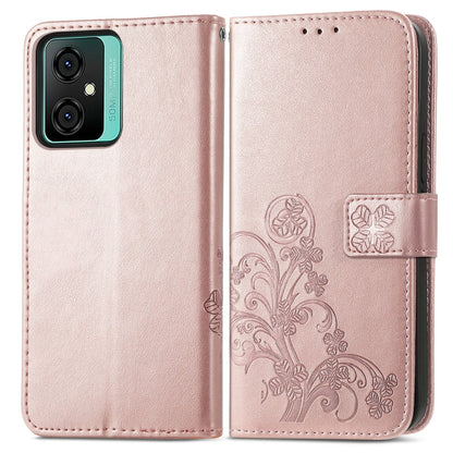 For Blackview Oscal C70 Four-leaf Clasp Embossed Buckle Leather Phone Case(Rose Gold) - More Brand by buy2fix | Online Shopping UK | buy2fix