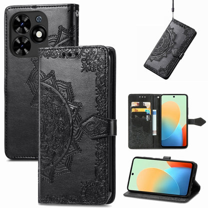 For Tecno Spark Go 2024 Mandala Flower Embossed Leather Phone Case(Black) by buy2fix