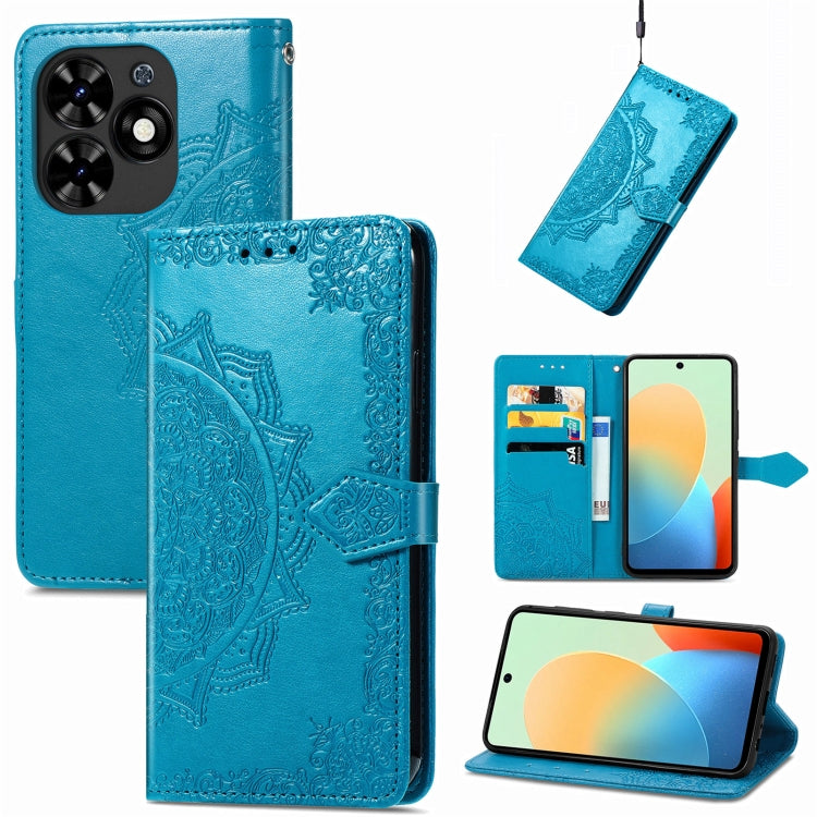 For Tecno Spark Go 2024 Mandala Flower Embossed Leather Phone Case(Blue) by buy2fix
