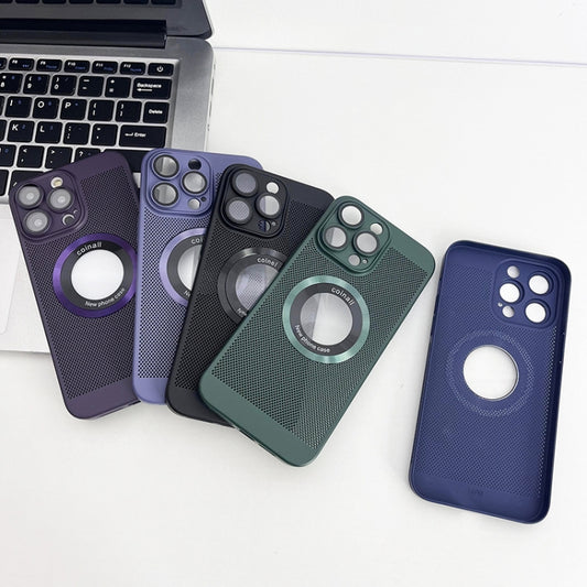 For iPhone 14 Cooling MagSafe Magnifier Phone Case(Lavender) by buy2fix