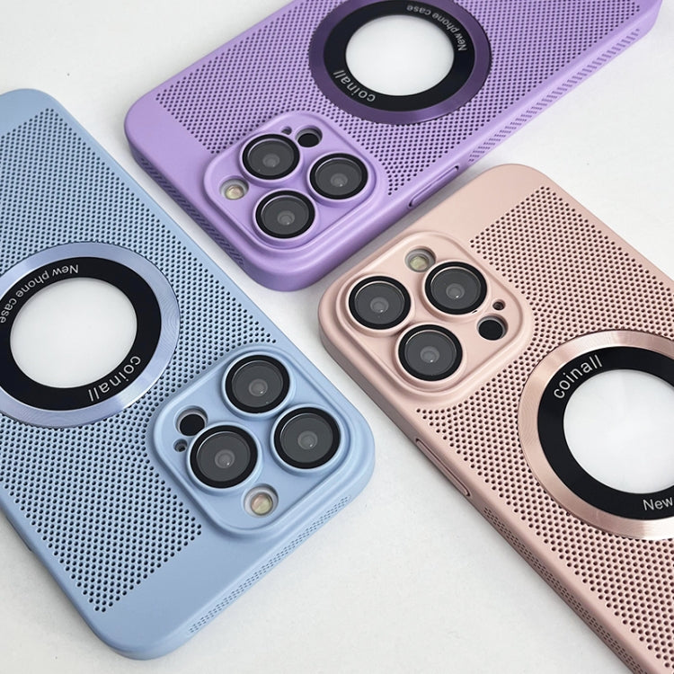 For iPhone 12 Cooling MagSafe Magnifier Phone Case(Purple) by buy2fix