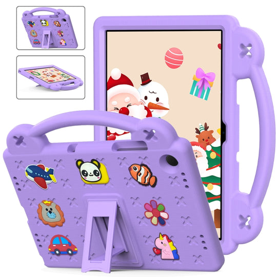 For Samsung Galaxy Tab A11+ / A9+ Handle Kickstand Children EVA Shockproof Tablet Case(Light Purple)