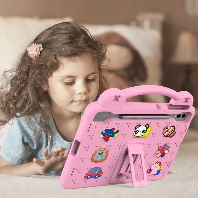For Samsung Galaxy S7 FE 12.4 T730 / T736 Handle Kickstand Children EVA Shockproof Tablet Case(Pink) - Galaxy Tab S7 FE by buy2fix | Online Shopping UK | buy2fix