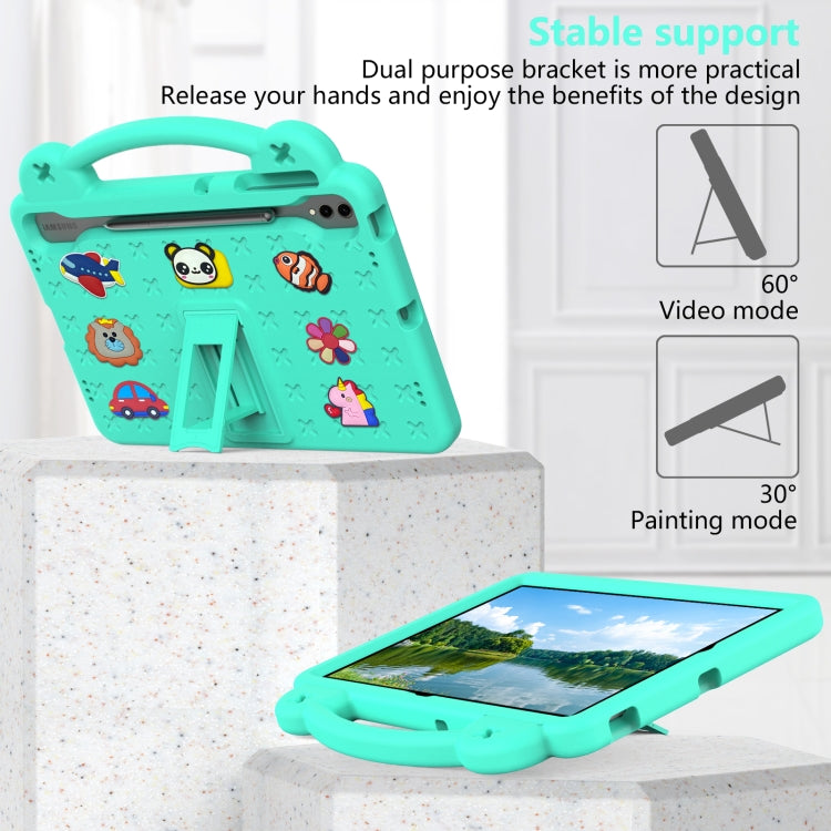 For Samsung Galaxy S7 FE 12.4 T730 / T736 Handle Kickstand Children EVA Shockproof Tablet Case(Mint Green) - Galaxy Tab S7 FE by buy2fix | Online Shopping UK | buy2fix