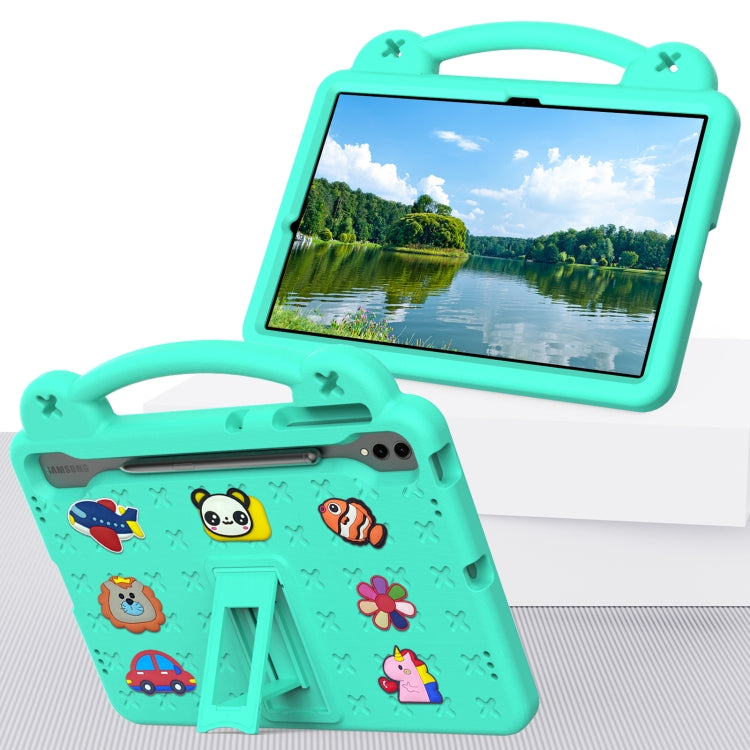 For Samsung Galaxy S7 FE 12.4 T730 / T736 Handle Kickstand Children EVA Shockproof Tablet Case(Mint Green) - Galaxy Tab S7 FE by buy2fix | Online Shopping UK | buy2fix