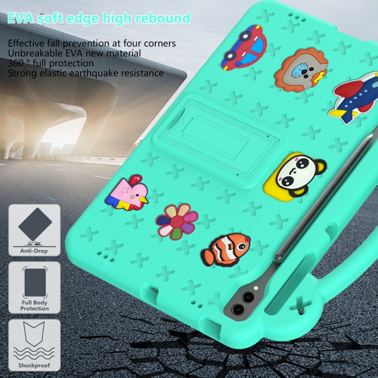For Samsung Galaxy S7 FE 12.4 T730 / T736 Handle Kickstand Children EVA Shockproof Tablet Case(Mint Green) - Galaxy Tab S7 FE by buy2fix | Online Shopping UK | buy2fix
