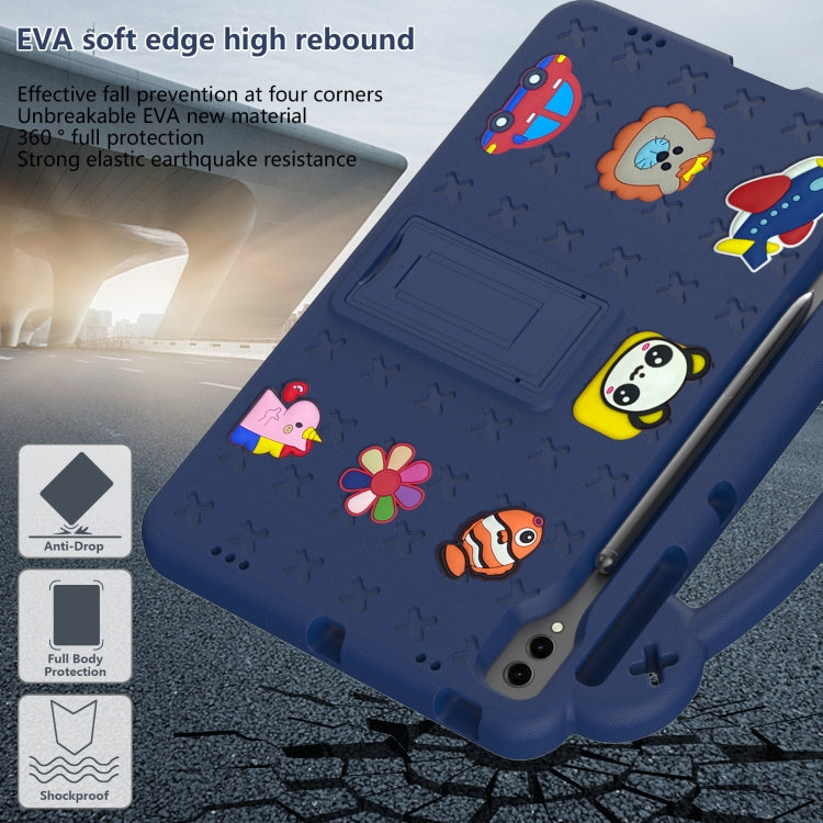 For Samsung Galaxy S7 FE 12.4 T730 / T736 Handle Kickstand Children EVA Shockproof Tablet Case(Navy Blue) - Galaxy Tab S7 FE by buy2fix | Online Shopping UK | buy2fix