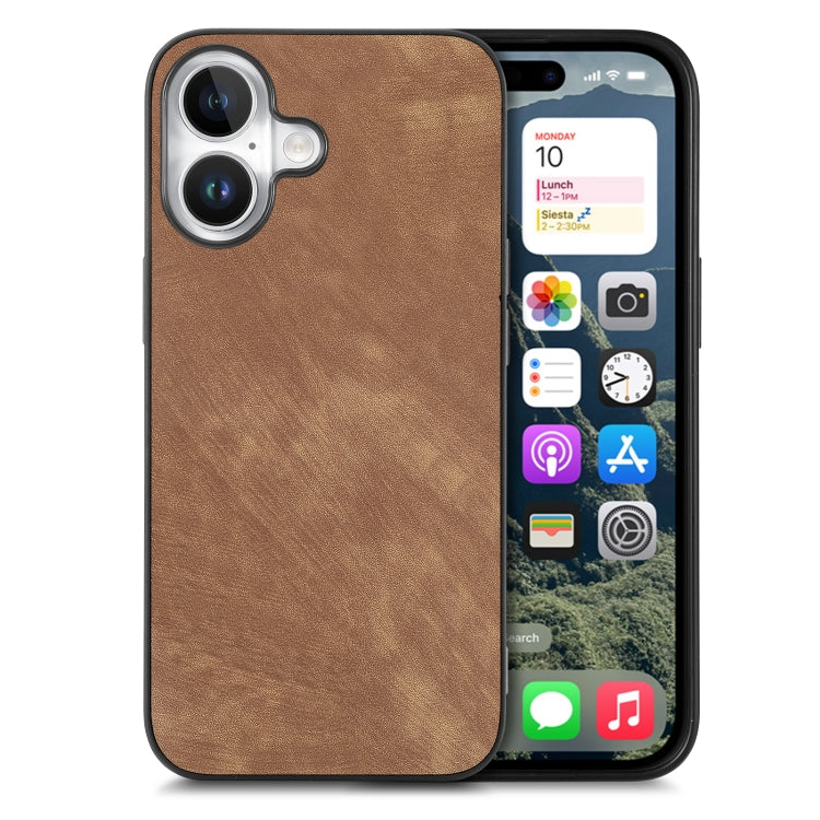 For iPhone 16 Vintage Leather PC Back Cover Phone Case(Brown) - iPhone 16 Cases by buy2fix | Online Shopping UK | buy2fix