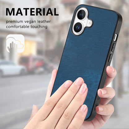 For iPhone 16 Plus Vintage Leather PC Back Cover Phone Case(Blue) - iPhone 16 Plus Cases by buy2fix | Online Shopping UK | buy2fix