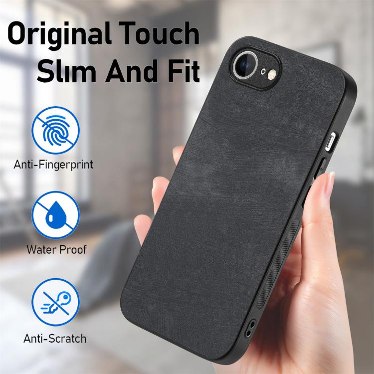 For iPhone 16e Vintage Leather PC Back Cover Phone Case(Black) - iPhone 16e Cases by buy2fix | Online Shopping UK | buy2fix