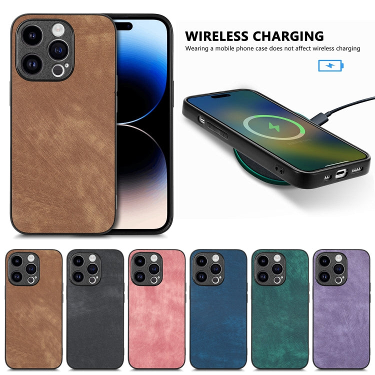 For iPhone 16e Vintage Leather PC Back Cover Phone Case(Brown) - iPhone 16e Cases by buy2fix | Online Shopping UK | buy2fix