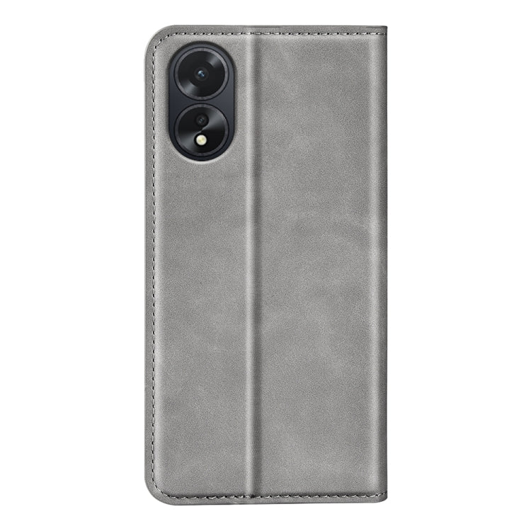 For OPPO A38 Retro-skin Magnetic Suction Leather Phone Case(Grey) - A38 Cases by buy2fix | Online Shopping UK | buy2fix