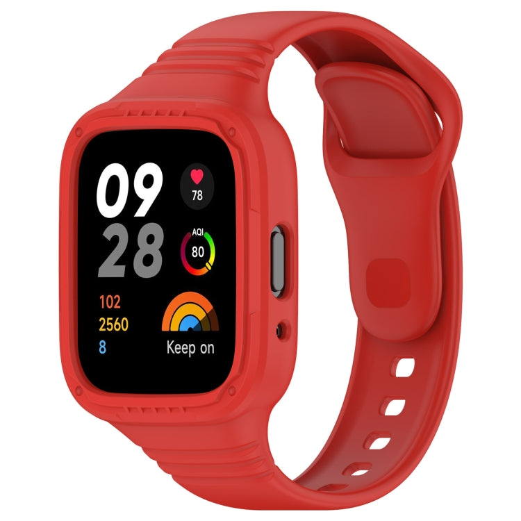 For Redmi Watch 3 Lite Integrated Fully Enclosed Silicone Watch Band(Red) - Watch Bands by buy2fix | Online Shopping UK | buy2fix