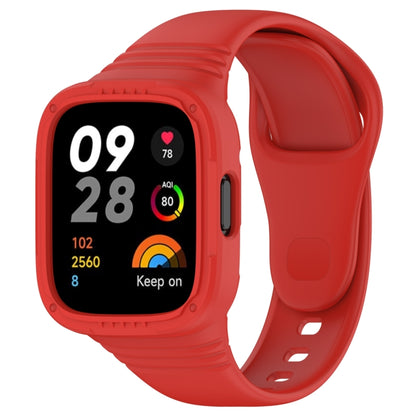 For Redmi Watch 3 Integrated Fully Enclosed Silicone Watch Band(Red) - Watch Bands by buy2fix | Online Shopping UK | buy2fix