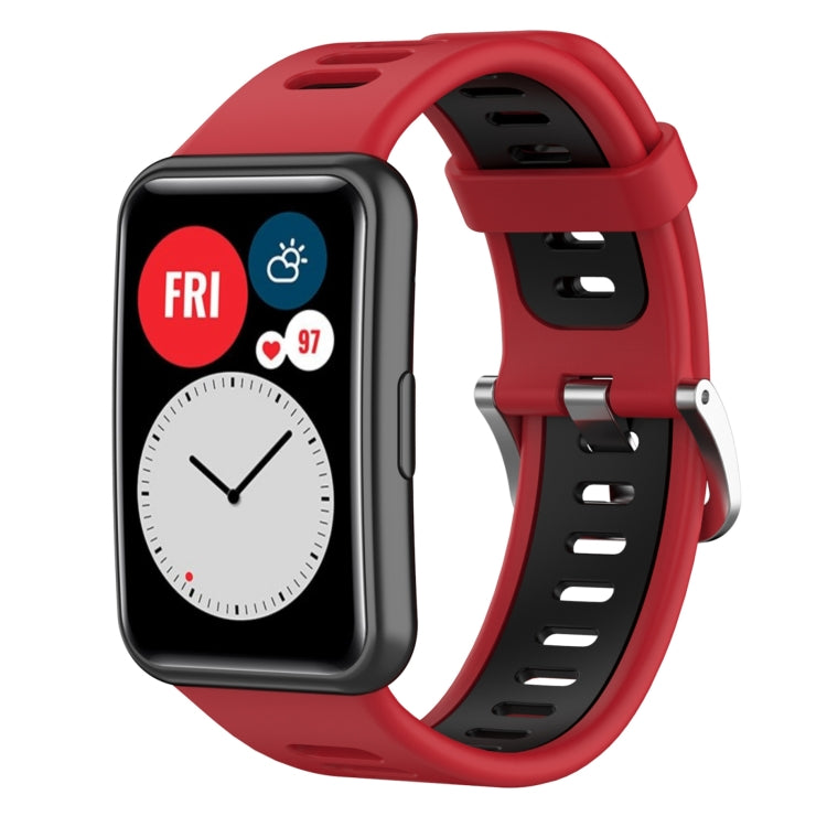 For Huawei Watch Fit New Two-Color Silicone Watch Band(Red+Black) - Watch Bands by buy2fix | Online Shopping UK | buy2fix