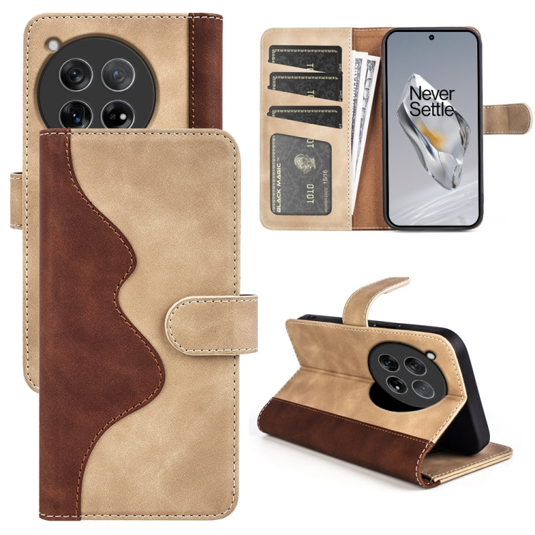 For OnePlus 12 Stitching Horizontal Flip Leather Phone Case(Yellow) by buy2fix