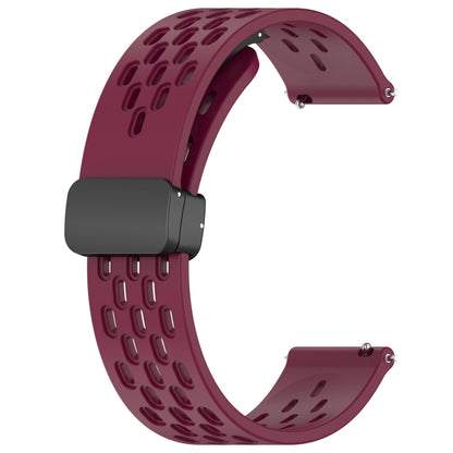 For Amazfit GTR Mini 20mm Folding Magnetic Clasp Silicone Watch Band(Burgundy) - Watch Bands by buy2fix | Online Shopping UK | buy2fix