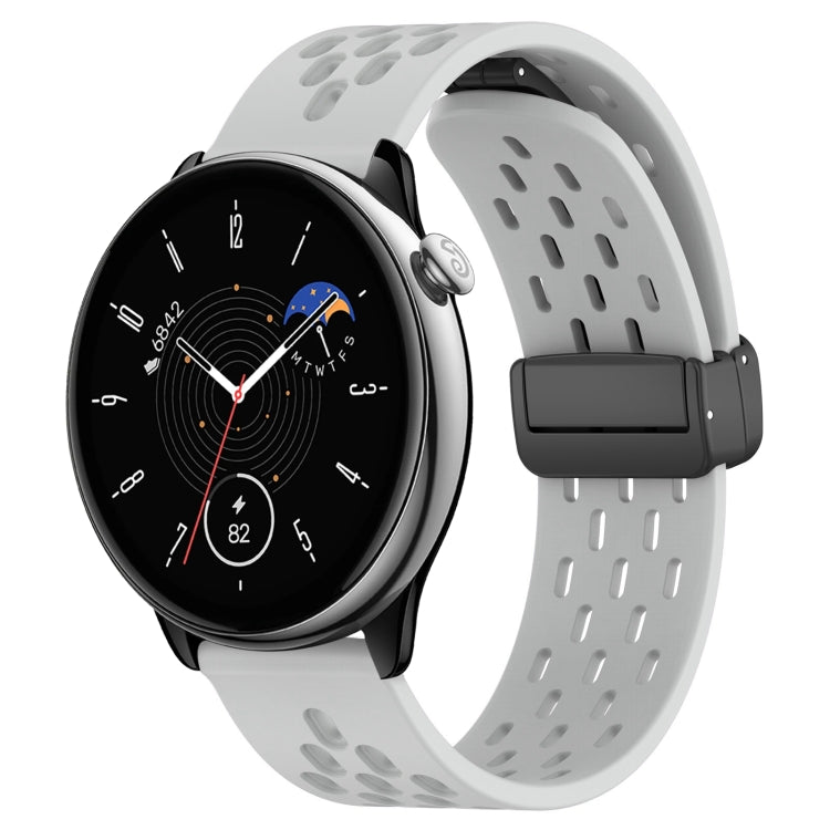 For Amazfit GTR Mini 20mm Folding Magnetic Clasp Silicone Watch Band(Light Grey) by buy2fix