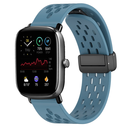 For Amazfit GTS 4 Mini 20mm Folding Magnetic Clasp Silicone Watch Band(Blue)