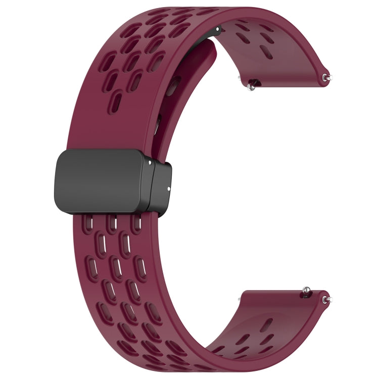 For Amazfit GTS 4 Mini 20mm Folding Magnetic Clasp Silicone Watch Band(Burgundy) - Watch Bands by buy2fix | Online Shopping UK | buy2fix