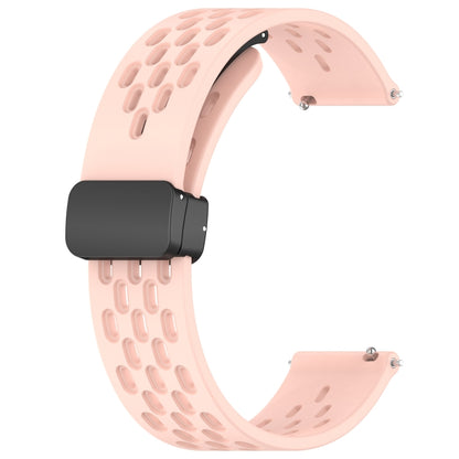 For Amazfit GTS 4 Mini 20mm Folding Magnetic Clasp Silicone Watch Band(Pink) - Watch Bands by buy2fix | Online Shopping UK | buy2fix