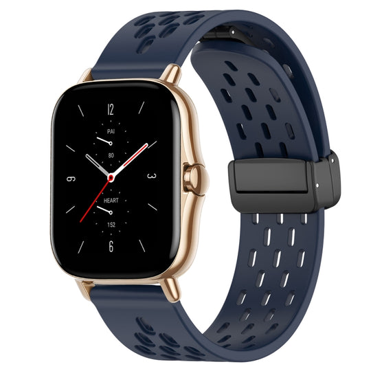 For Amazfit GTS 2 20mm Folding Magnetic Clasp Silicone Watch Band(Midnight Blue)