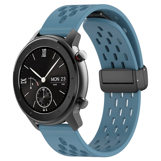 For Amazfit GTR 42mm 20mm Folding Magnetic Clasp Silicone Watch Band(Blue)