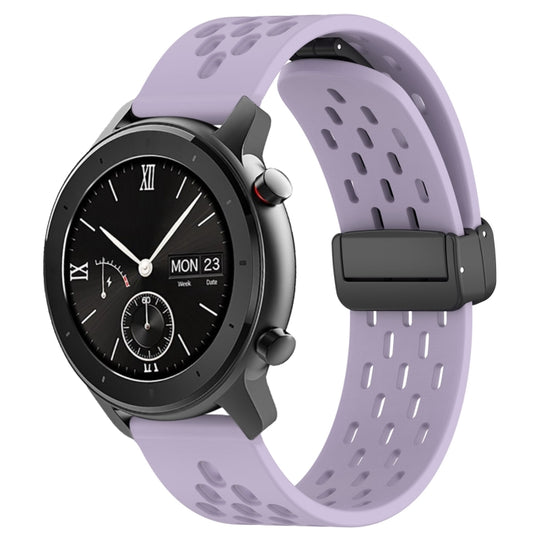 For Amazfit GTR 42mm 20mm Folding Magnetic Clasp Silicone Watch Band(Purple)
