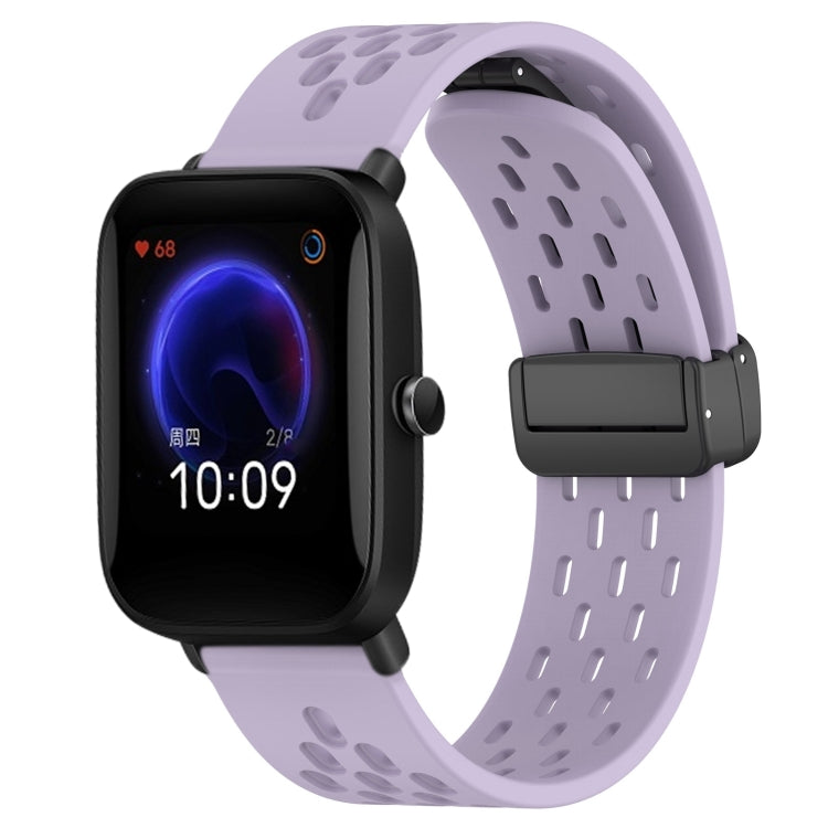 For Amazfit Pop 20mm Folding Magnetic Clasp Silicone Watch Band(Purple) - Watch Bands by buy2fix | Online Shopping UK | buy2fix