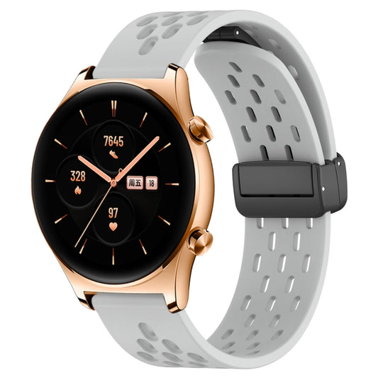 For Honor Watch GS 3 22mm Folding Magnetic Clasp Silicone Watch Band(Light Grey) by buy2fix