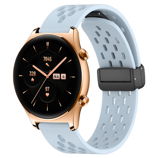 For Honor Watch GS 3 22mm Folding Magnetic Clasp Silicone Watch Band(Light Blue) by buy2fix