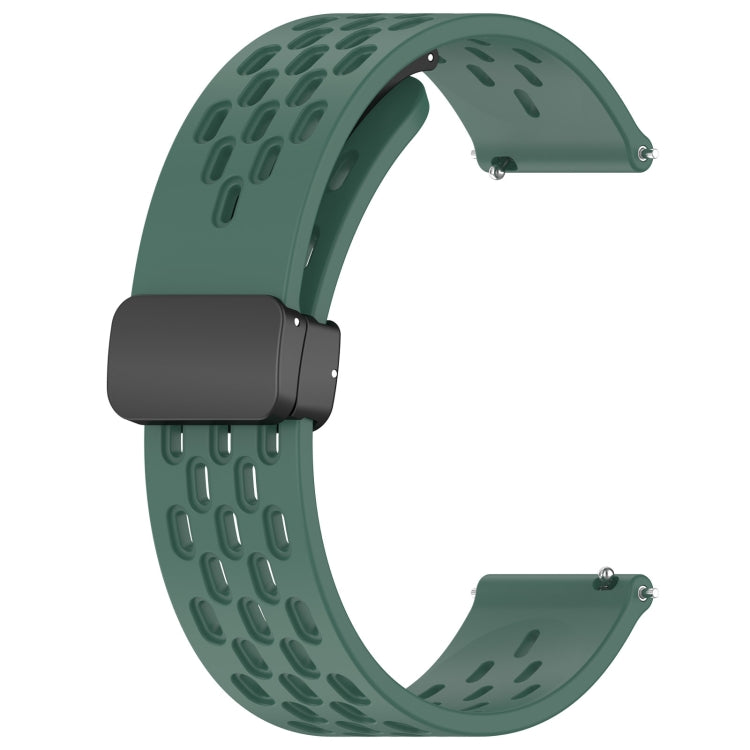 For Honor Magic Watch 2 46mm 22mm Folding Magnetic Clasp Silicone Watch Band(Dark Green) - Watch Bands by buy2fix | Online Shopping UK | buy2fix