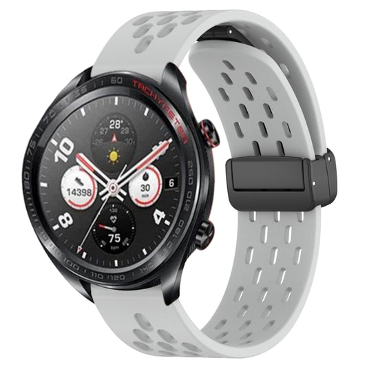 For Honor Watch Dream 22mm Folding Magnetic Clasp Silicone Watch Band(Light Grey) by buy2fix