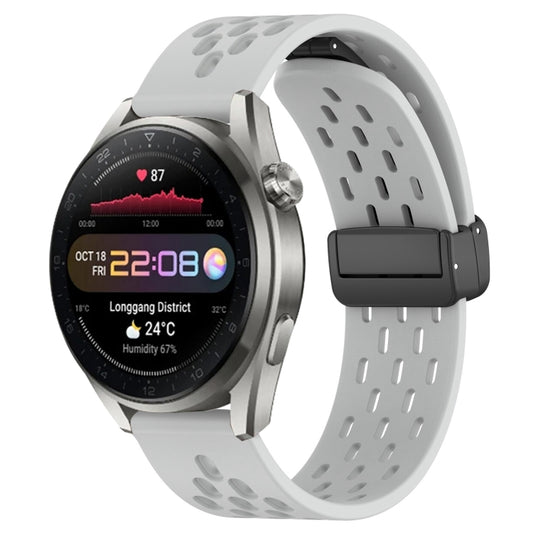 For Huawei Watch 3 Pro New 22mm Folding Magnetic Clasp Silicone Watch Band(Light Grey) by buy2fix